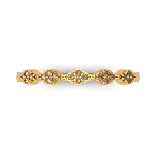 0.1 cttw Simulated Champagne Diamond Round Cut Yellow Gold Eternity Wedding Band
