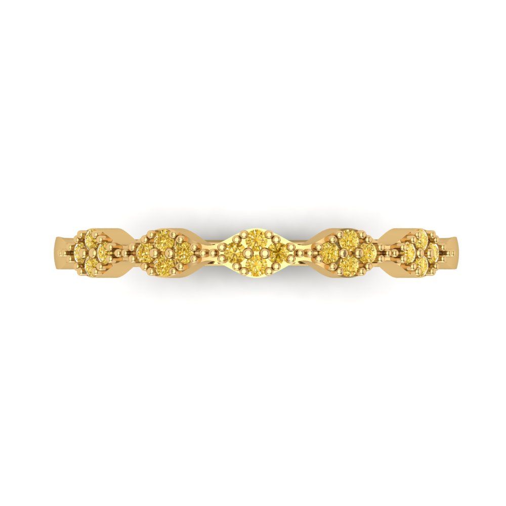 0.1 cttw Simulated Yellow Diamond Round Cut Yellow Gold Eternity Wedding Band