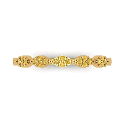 0.1 cttw Simulated Yellow Diamond Round Cut Yellow Gold Eternity Wedding Band