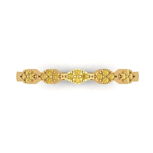 0.1 cttw Simulated Yellow Diamond Round Cut Yellow Gold Eternity Wedding Band
