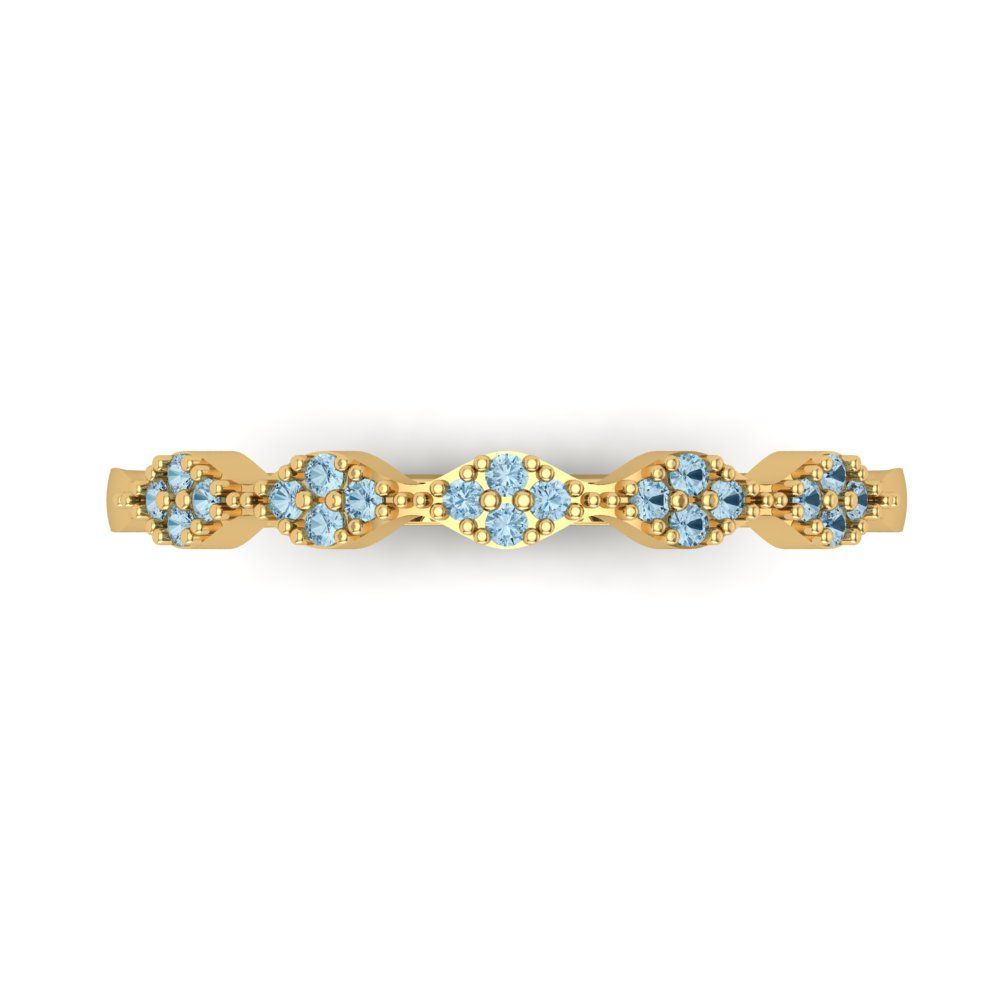 0.1 cttw Natural Aquamarine Round Cut Yellow Gold Eternity Wedding Band