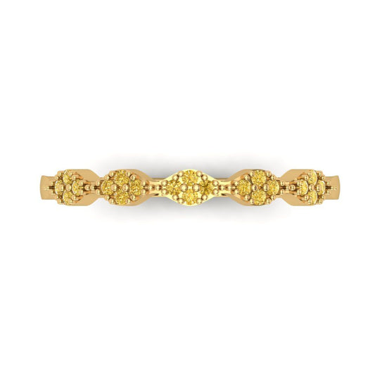 0.1 cttw Natural Citrine Round Cut Yellow Gold Eternity Wedding Band