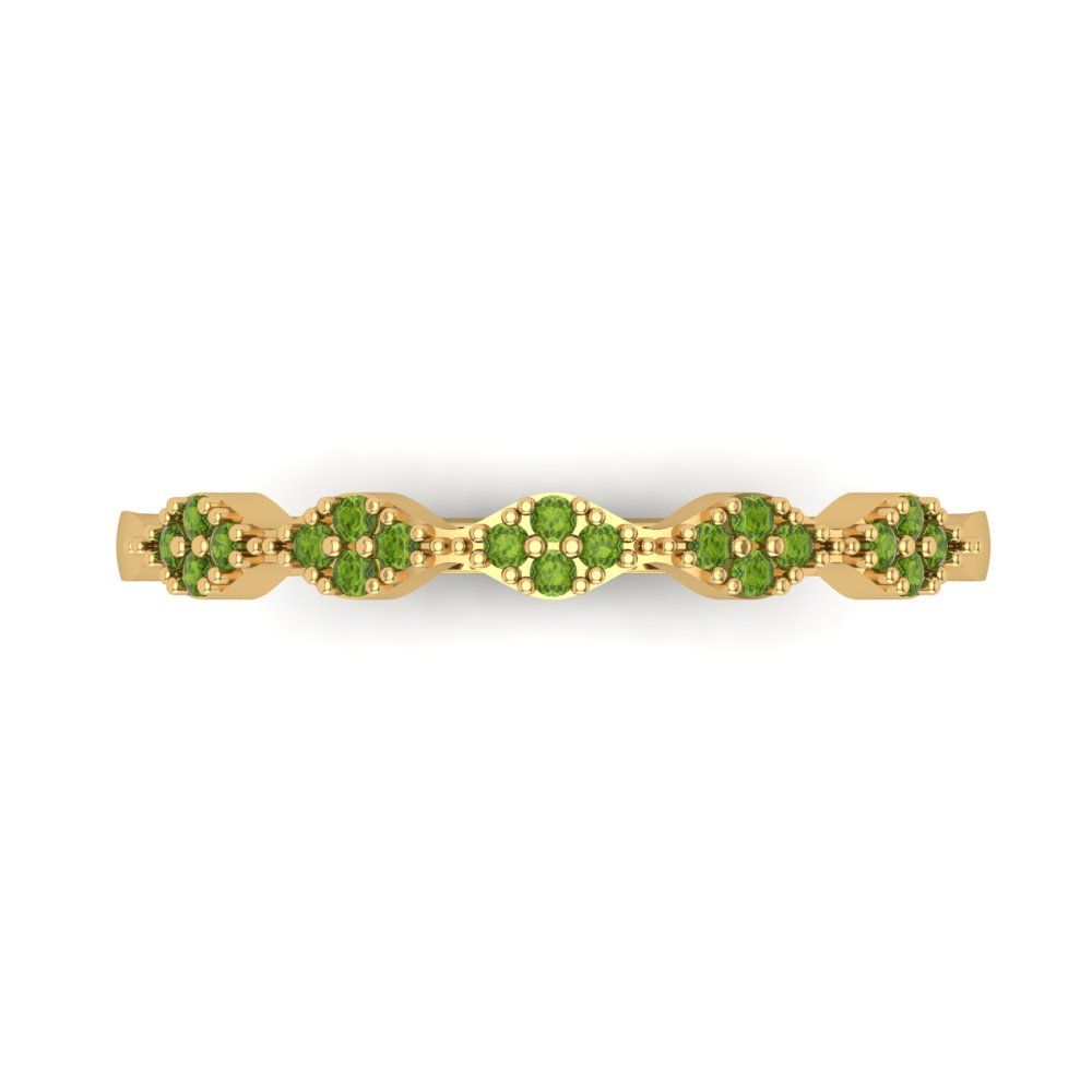 0.1 cttw Natural Peridot Round Cut Yellow Gold Eternity Wedding Band