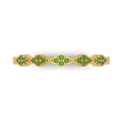 0.1 cttw Natural Peridot Round Cut Yellow Gold Eternity Wedding Band