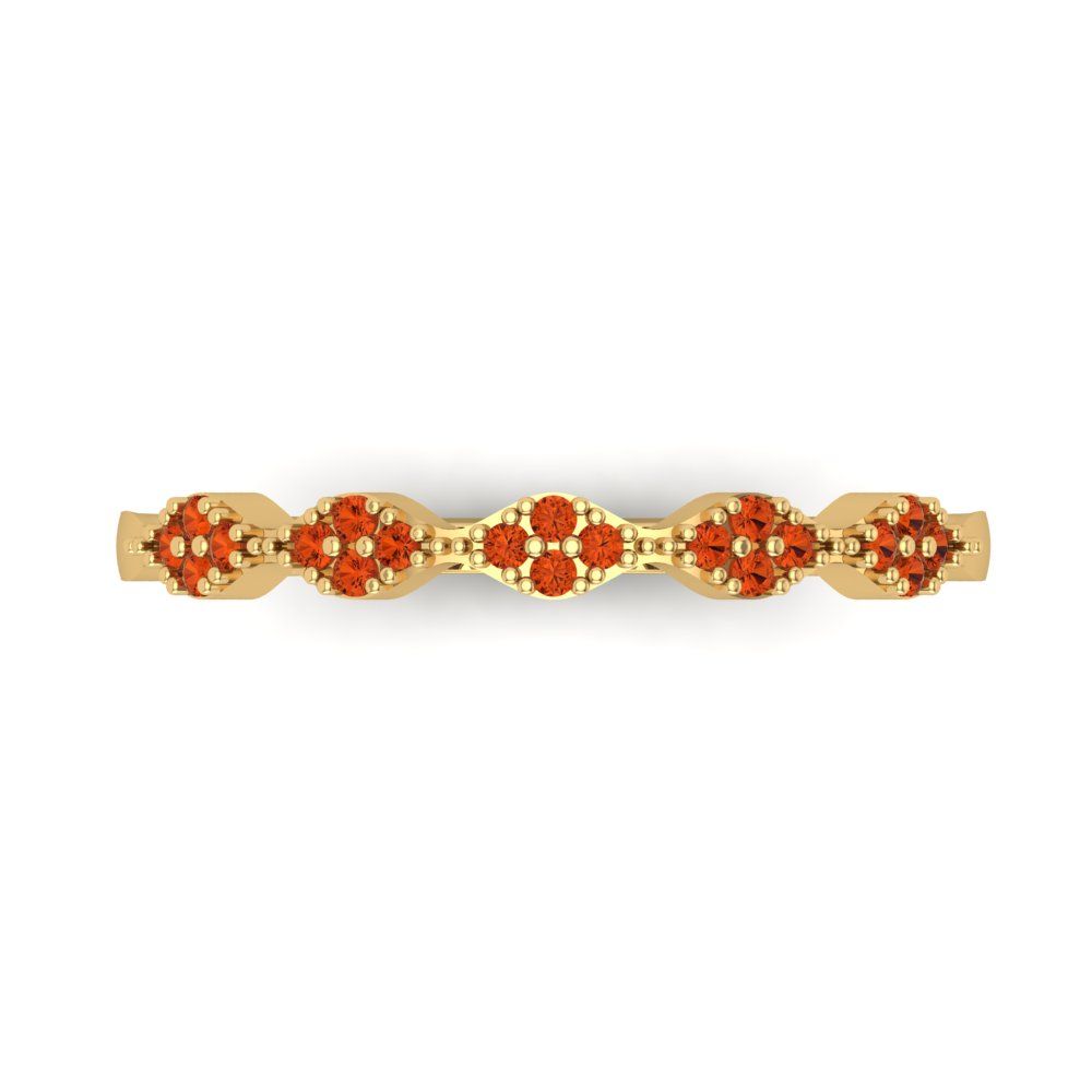 0.1 cttw Simulated Red Diamond Round Cut Yellow Gold Eternity Wedding Band