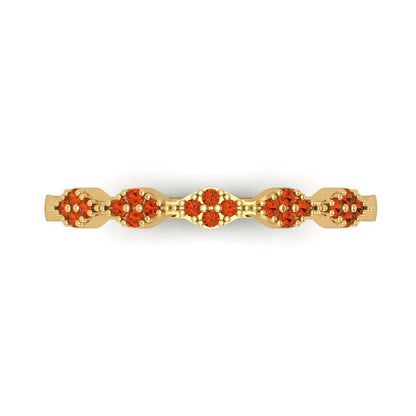 0.1 cttw Simulated Red Diamond Round Cut Yellow Gold Eternity Wedding Band