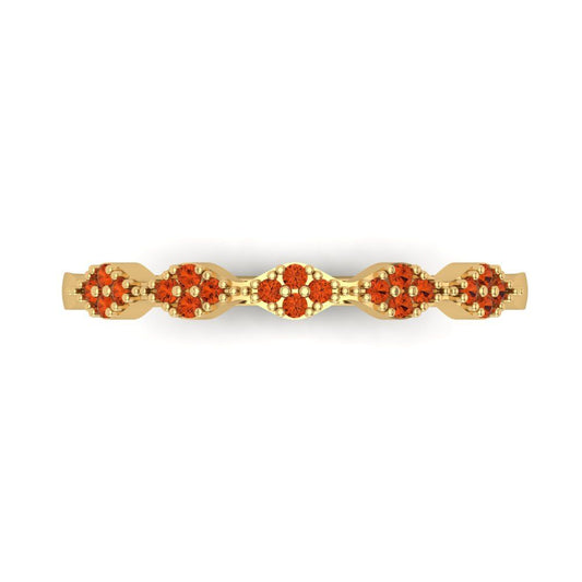 0.1 cttw Simulated Red Diamond Round Cut Yellow Gold Eternity Wedding Band