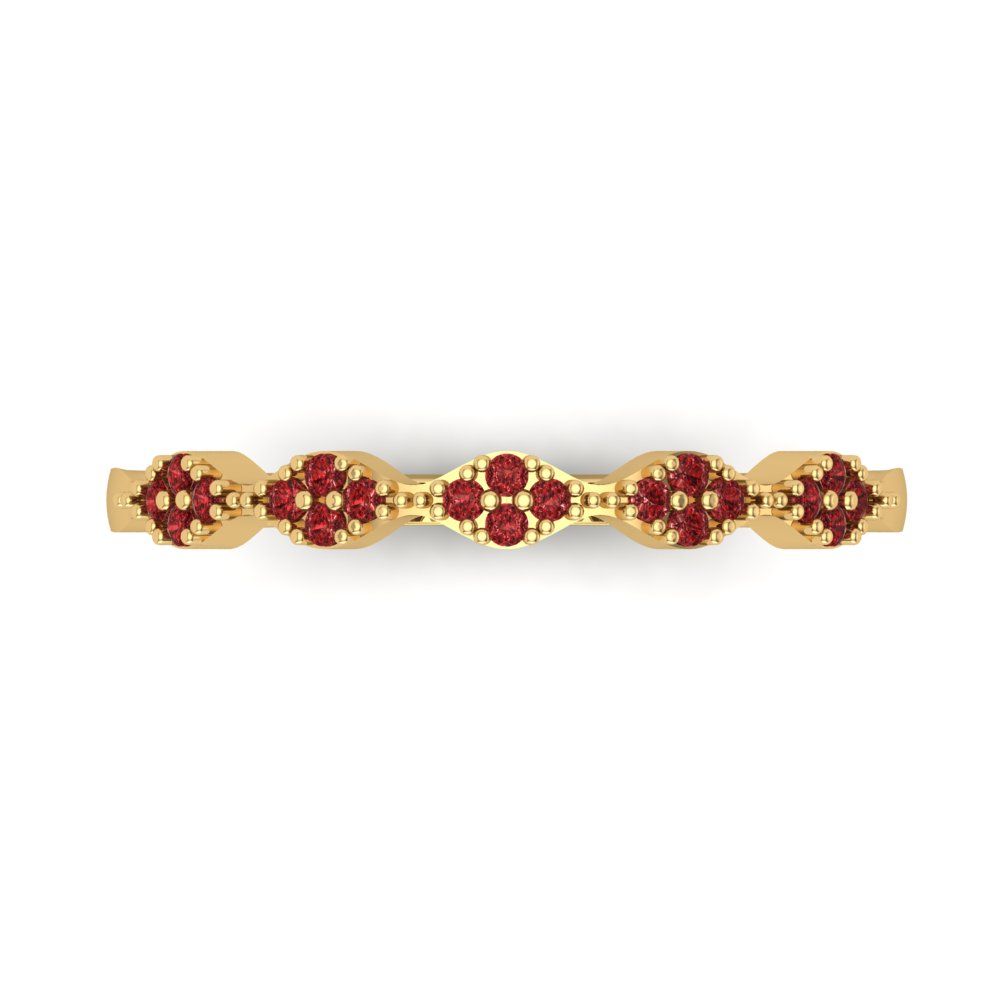0.1 cttw Natural Garnet Round Cut Yellow Gold Eternity Wedding Band