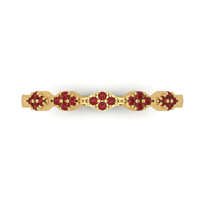 0.1 cttw Natural Garnet Round Cut Yellow Gold Eternity Wedding Band