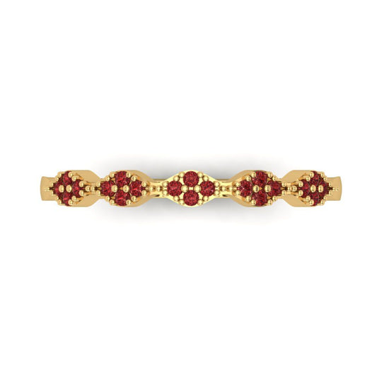 0.1 cttw Natural Garnet Round Cut Yellow Gold Eternity Wedding Band