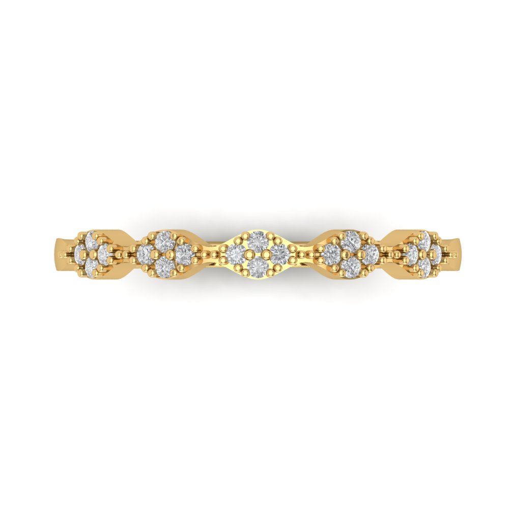 0.1 cttw White Sapphire Round Cut Yellow Gold Eternity Wedding Band