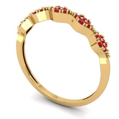 0.1 cttw Simulated Ruby Round Cut Yellow Gold Eternity Wedding Band