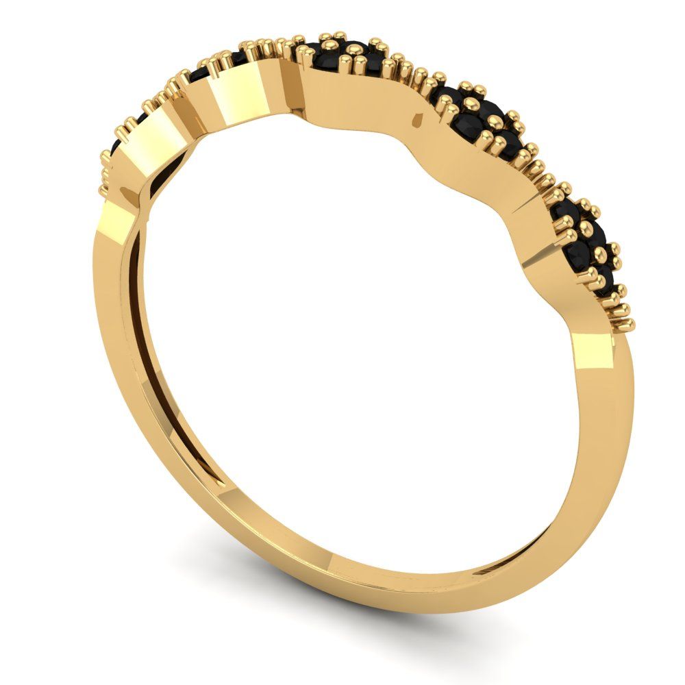 0.1 cttw Natural Onyx Round Cut Yellow Gold Eternity Wedding Band