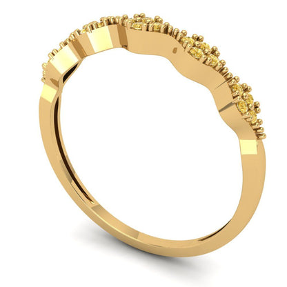 0.1 cttw Yellow Moissanite Round Cut Yellow Gold Eternity Wedding Band