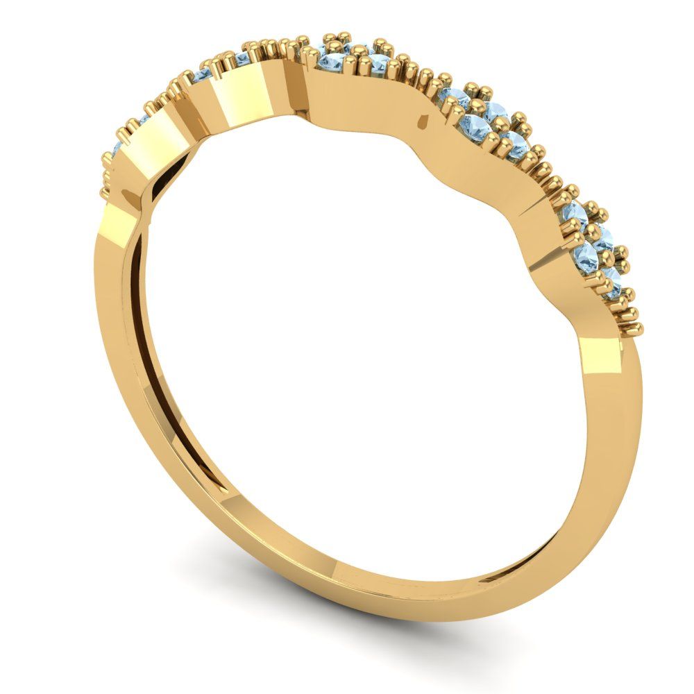 0.1 cttw Natural Aquamarine Round Cut Yellow Gold Eternity Wedding Band