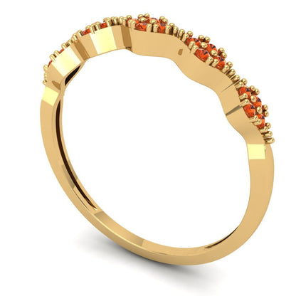 0.1 cttw Simulated Red Diamond Round Cut Yellow Gold Eternity Wedding Band