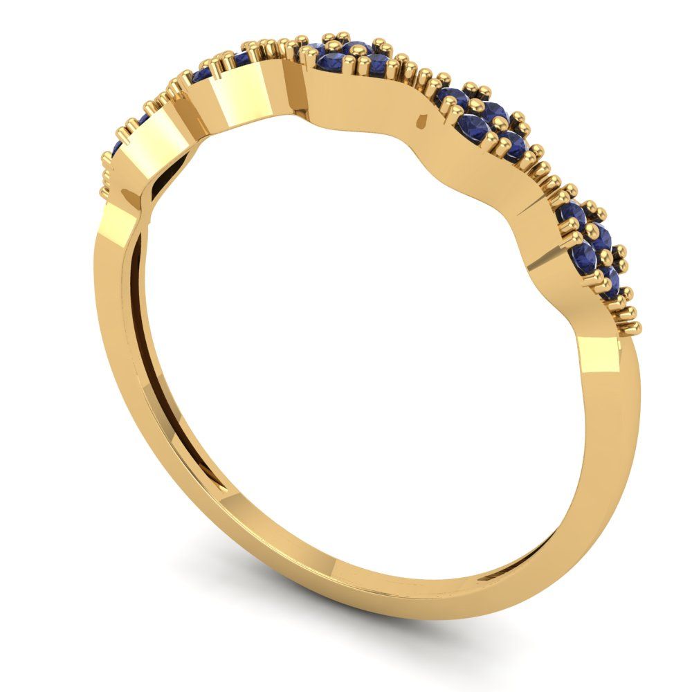 0.1 cttw Simulated Blue Sapphire Round Cut Yellow Gold Eternity Wedding Band