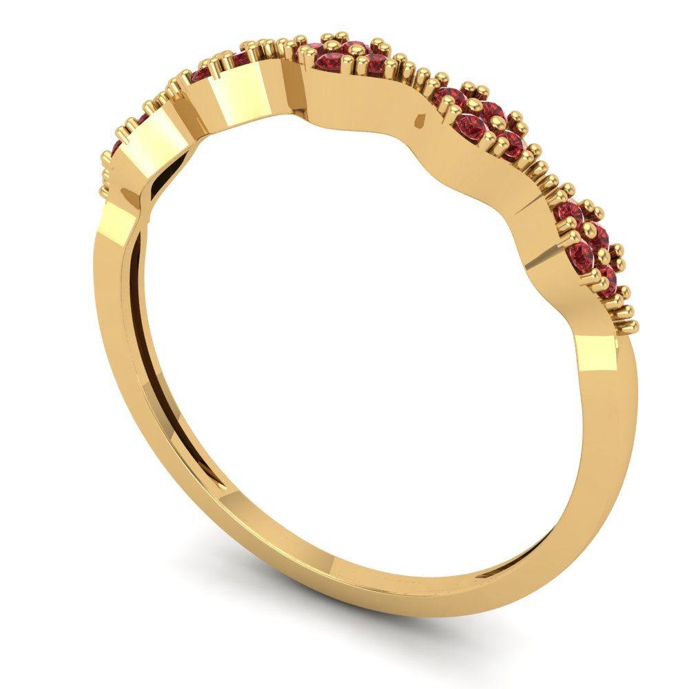 0.1 cttw Natural Garnet Round Cut Yellow Gold Eternity Wedding Band