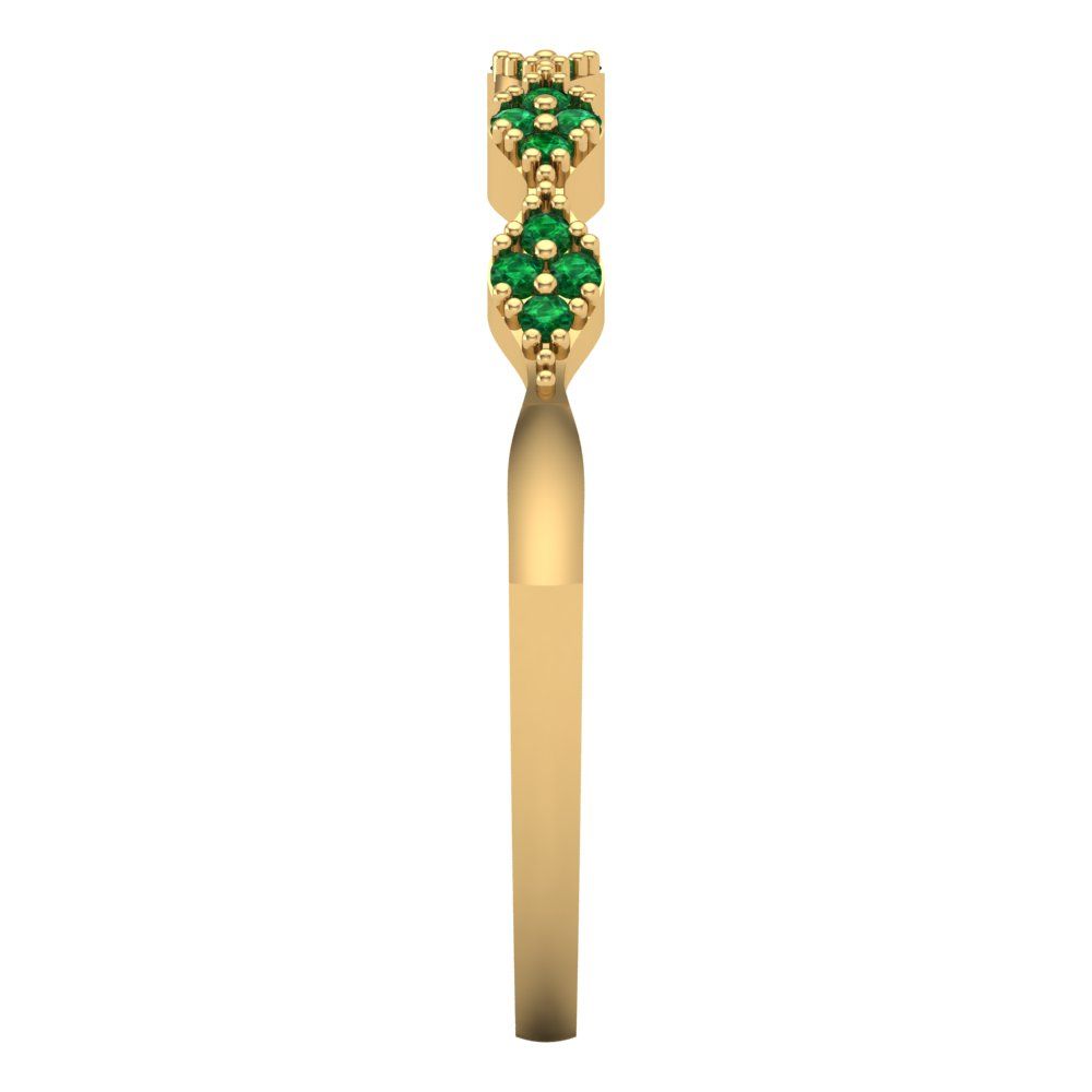 0.1 cttw Simulated Emerald Round Cut Yellow Gold Eternity Wedding Band