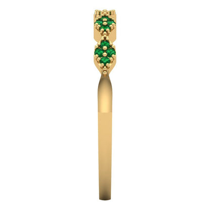0.1 cttw Simulated Emerald Round Cut Yellow Gold Eternity Wedding Band