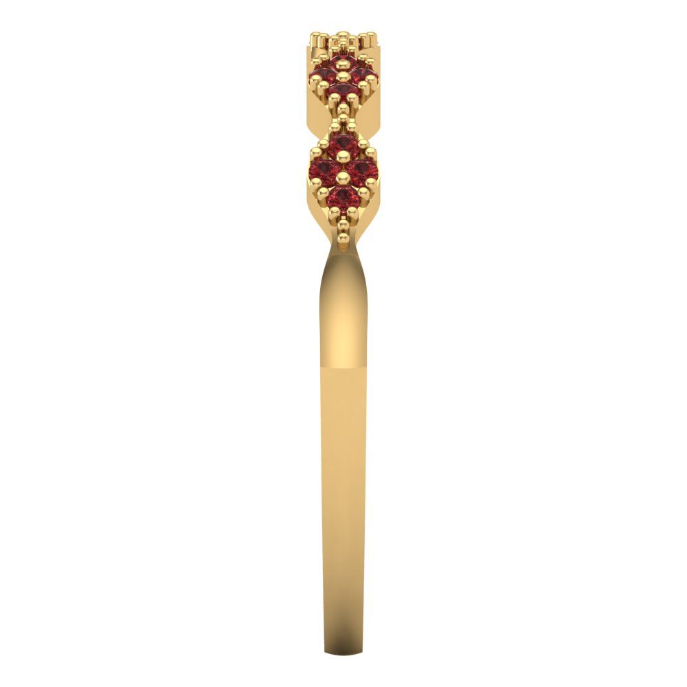 0.1 cttw Natural Garnet Round Cut Yellow Gold Eternity Wedding Band