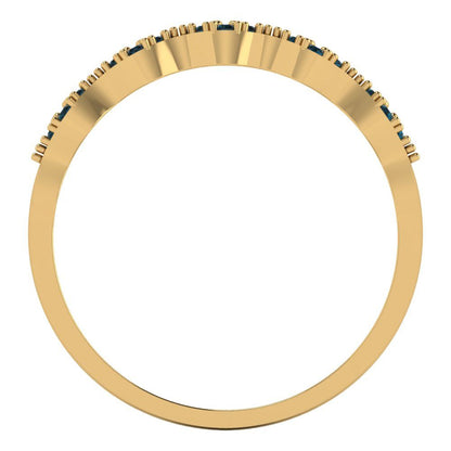 0.1 cttw Natural London Blue Topaz Round Cut Yellow Gold Eternity Wedding Band
