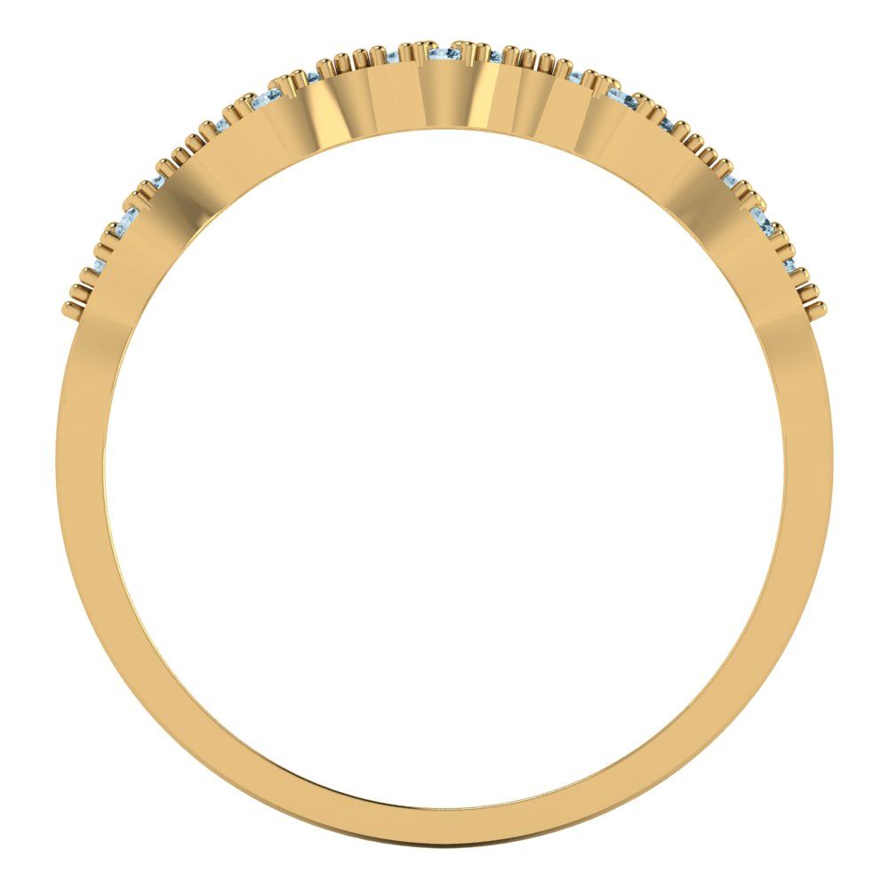 0.1 cttw Natural Swiss Blue Topaz Round Cut Yellow Gold Eternity Wedding Band