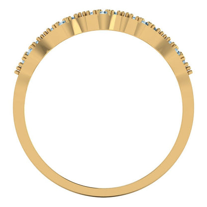 0.1 cttw Natural Swiss Blue Topaz Round Cut Yellow Gold Eternity Wedding Band