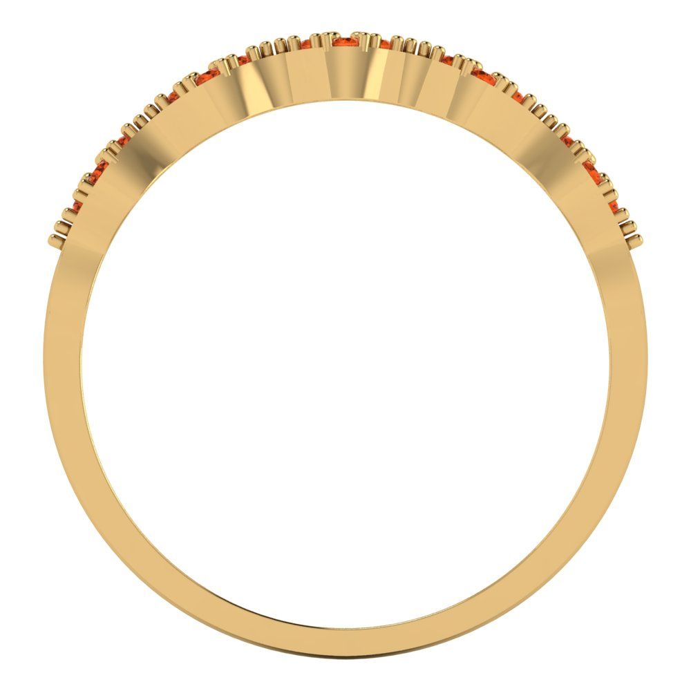 0.1 cttw Simulated Pink Tourmaline Round Cut Yellow Gold Eternity Wedding Band