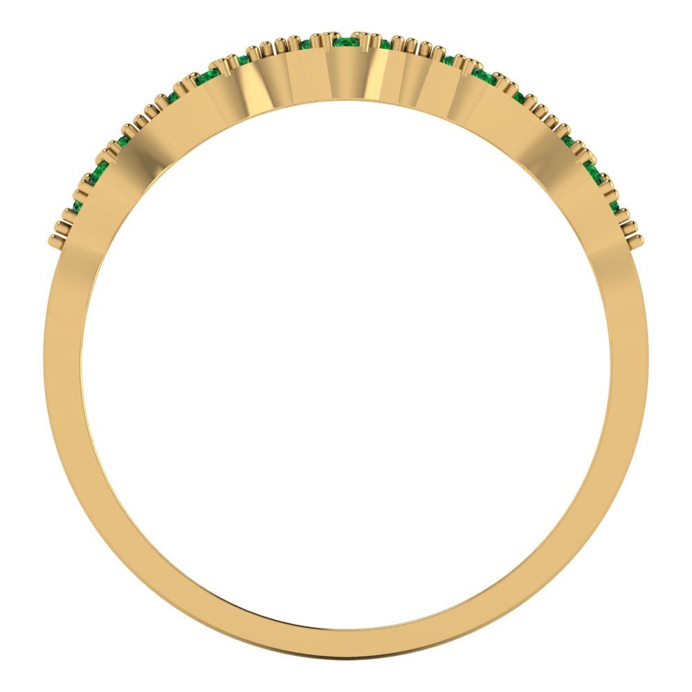 0.1 cttw Simulated Emerald Round Cut Yellow Gold Eternity Wedding Band