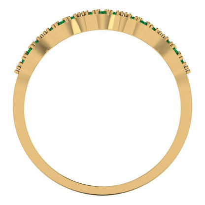 0.1 cttw Simulated Emerald Round Cut Yellow Gold Eternity Wedding Band