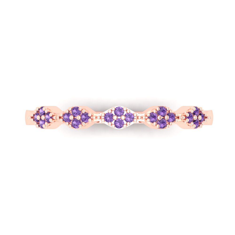 0.1 cttw Simulated Alexandrite Round Cut Rose Gold Eternity Wedding Band