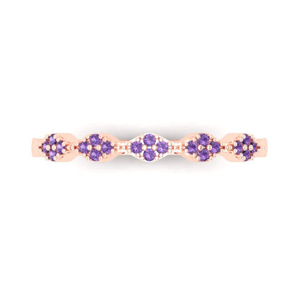 0.1 cttw Simulated Alexandrite Round Cut Rose Gold Eternity Wedding Band