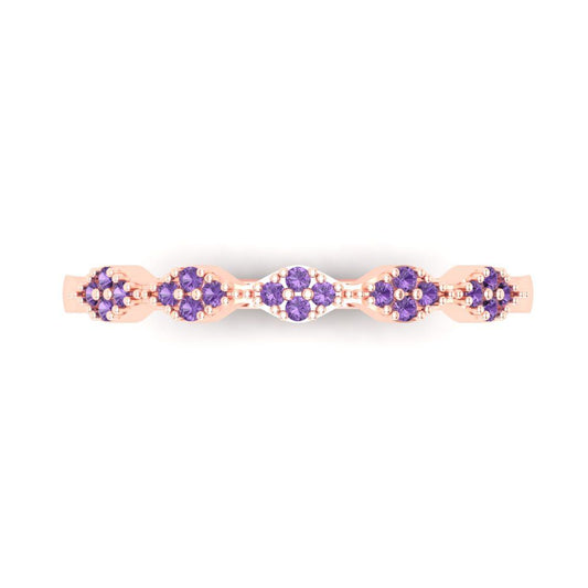 0.1 cttw Simulated Alexandrite Round Cut Rose Gold Eternity Wedding Band