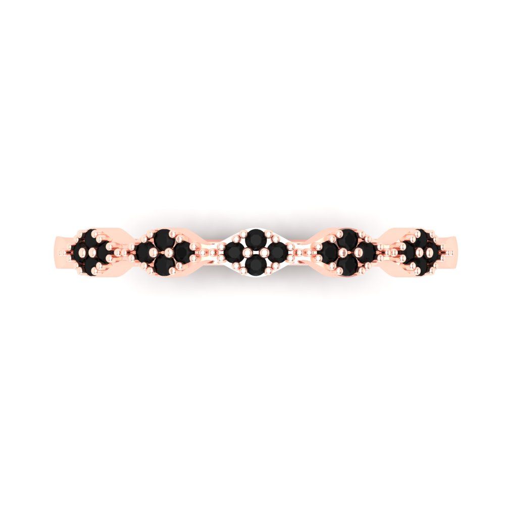 0.1 cttw Natural Onyx Round Cut Rose Gold Eternity Wedding Band