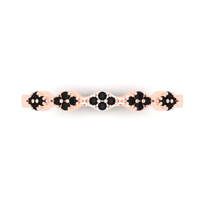 0.1 cttw Natural Onyx Round Cut Rose Gold Eternity Wedding Band
