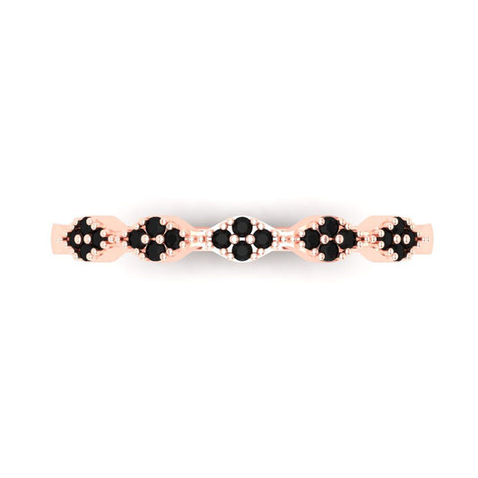 0.1 cttw Natural Onyx Round Cut Rose Gold Eternity Wedding Band