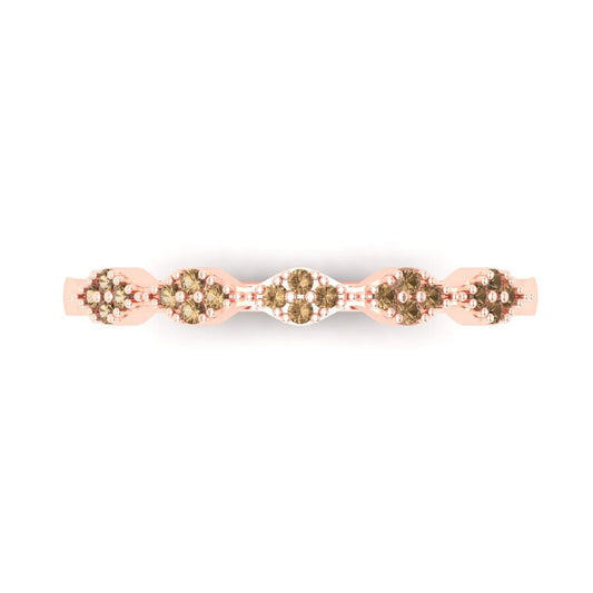 0.1 cttw Simulated Champagne Diamond Round Cut Rose Gold Eternity Wedding Band