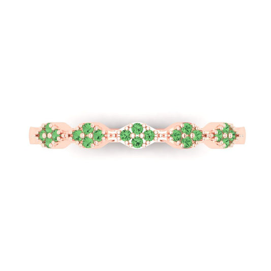 0.1 cttw Simulated Green Diamond Round Cut Rose Gold Eternity Wedding Band