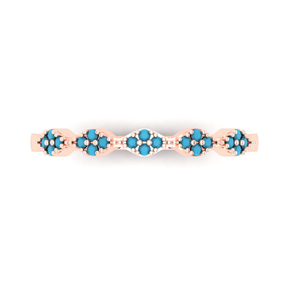 0.1 cttw Simulated Turquoise Round Cut Rose Gold Eternity Wedding Band
