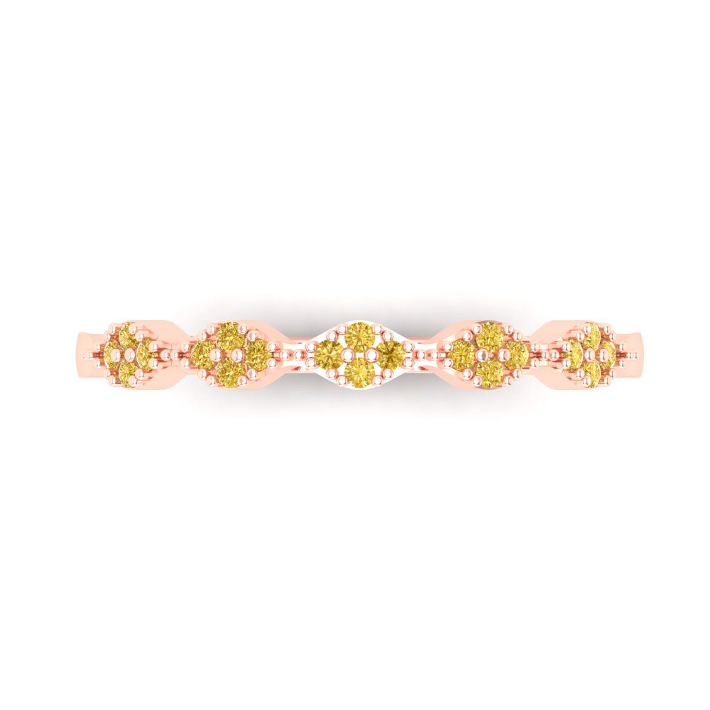 0.1 cttw Simulated Yellow Diamond Round Cut Rose Gold Eternity Wedding Band