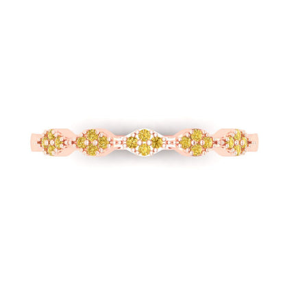 0.1 cttw Simulated Yellow Diamond Round Cut Rose Gold Eternity Wedding Band