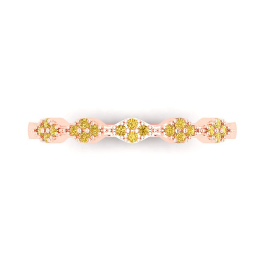 0.1 cttw Simulated Yellow Diamond Round Cut Rose Gold Eternity Wedding Band