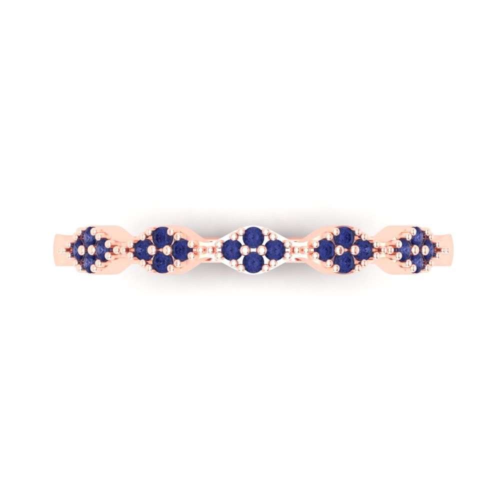 0.1 cttw Simulated Tanzanite Round Cut Rose Gold Eternity Wedding Band
