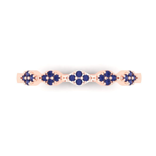 0.1 cttw Simulated Tanzanite Round Cut Rose Gold Eternity Wedding Band