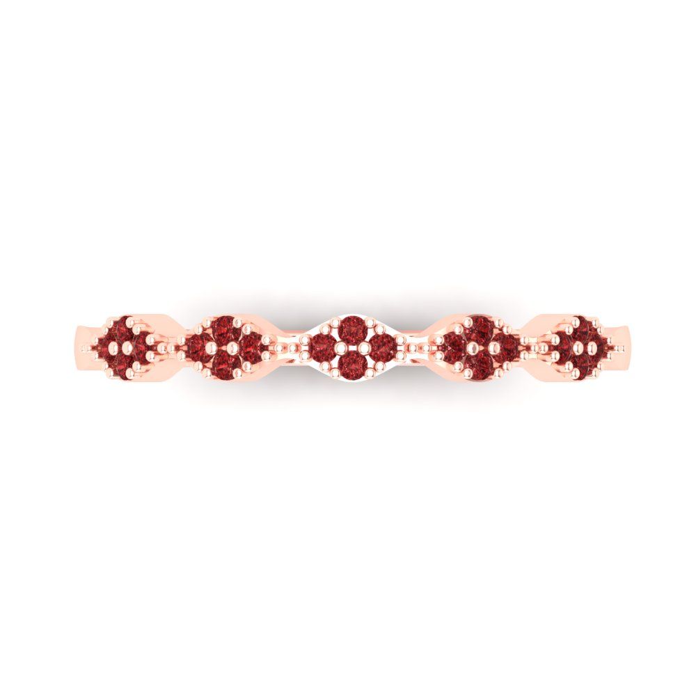 0.1 cttw Natural Garnet Round Cut Rose Gold Eternity Wedding Band