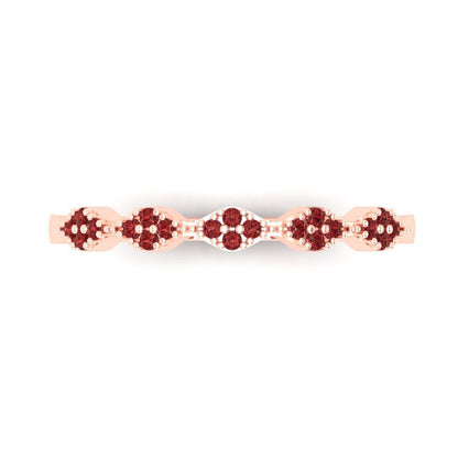 0.1 cttw Natural Garnet Round Cut Rose Gold Eternity Wedding Band