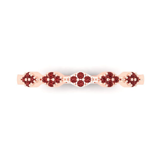 0.1 cttw Natural Garnet Round Cut Rose Gold Eternity Wedding Band