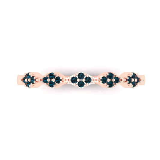 0.1 cttw Natural London Blue Topaz Round Cut Rose Gold Eternity Wedding Band