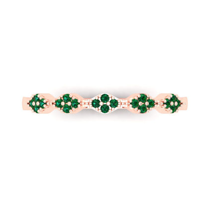 0.1 cttw Simulated Emerald Round Cut Rose Gold Eternity Wedding Band